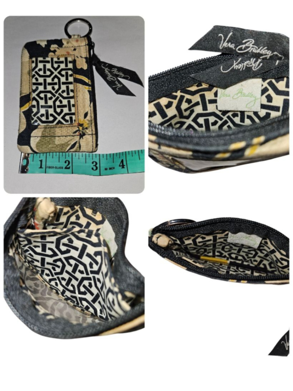 Women's Vera Bradley Key & Card Holder One Size Black Yellow Floral (Retired) - Picture 8 of 8
